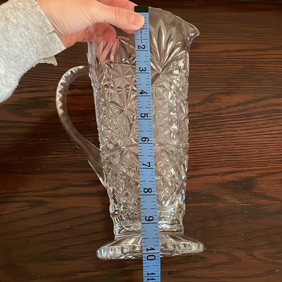 Vintage Large Cut Crystal Water Pitcher with Pedestal Base - Picture 7 of 8